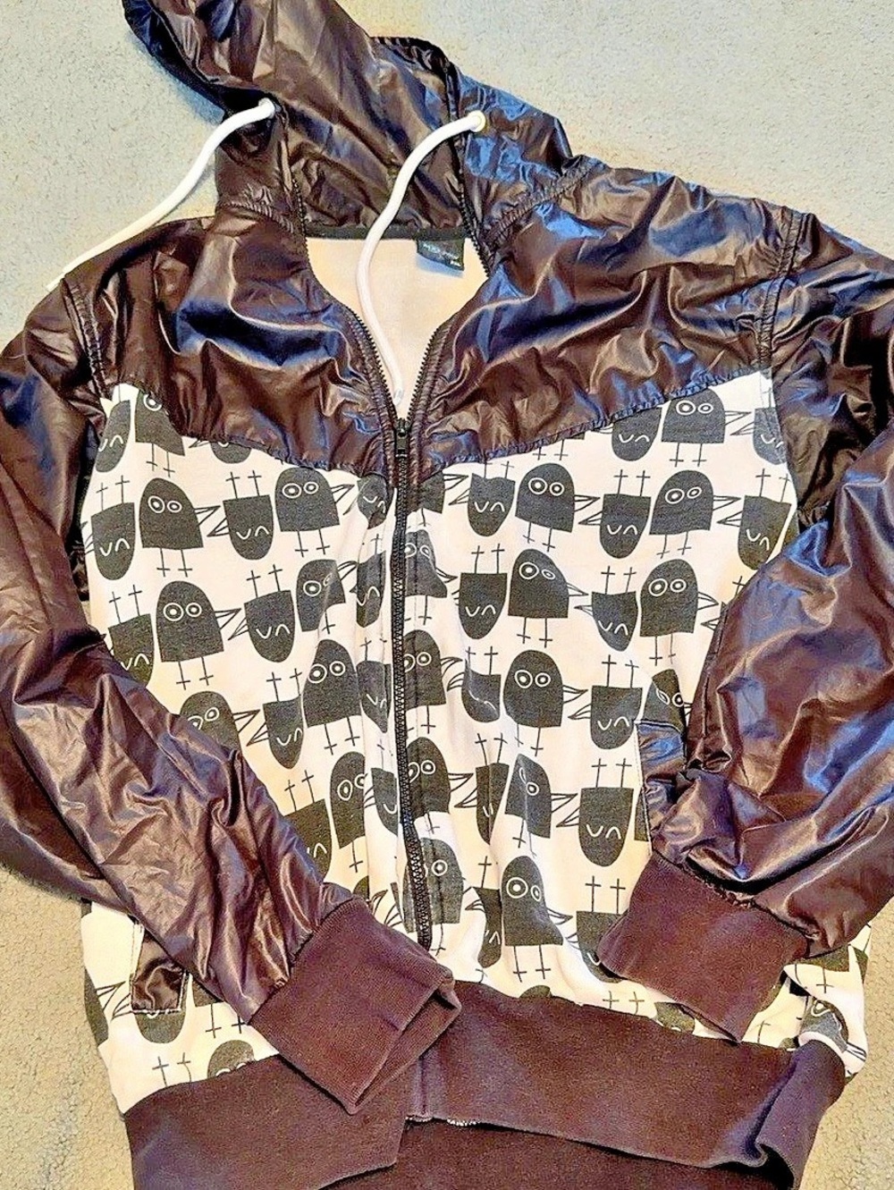 Max Way Women's Printed Bomber Jacket in Black & White Size XXL Like